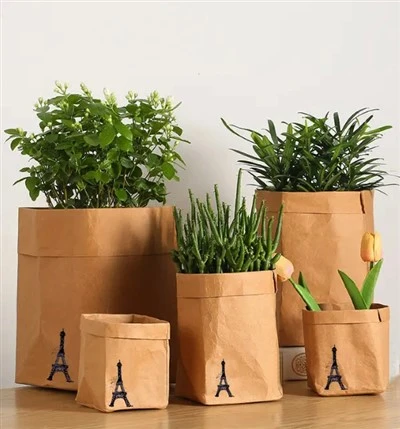 Petit sac de rangement en papier kraft lavable