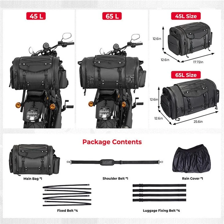 Motorcycle Expandable Tunnel Bag With Rain Cover factory