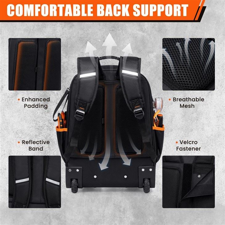 Waterproof Rolling Tool Backpack Bag with Wheels Supplier