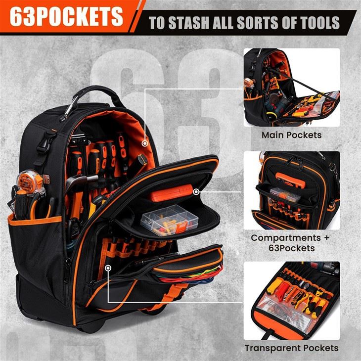 Wholesale Waterproof Rolling Tool Backpack Bag with Wheels
